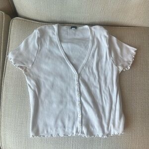White Brandy Melville Crop Top With Ruffle Sleeves